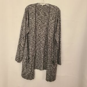 Madewell Sz XL Marled Black White Lightweight Open Summer Ryder Cardigan Sweater